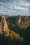 Beautiful autumn view of the tops of rocks in the mountains