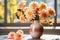 Beautiful autumnal bouquet with dahlia in vase on table