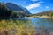 Beautiful autumnal landscape lake lautersee near mittenwald