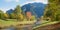 Beautiful autumnal river landscape oberammergau