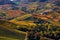 Beautiful autumnal vineyards of Piedmont from above.