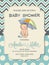 Beautiful baby boy shower card with little baby under umbrella