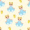 Beautiful baby doll with blond hair seamless pattern