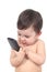 Beautiful baby playing with a smart phone