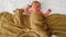 beautiful baby portrait on the bed. selective focus.