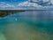 Beautiful Bacalar lagoon drone view