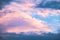 Beautiful background colorful rainbow over the clouds after rains. I