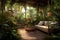 Beautiful backyard interior tropical. Generate Ai