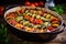 Beautiful baked traditional vegetable ratatouille. Generative AI