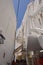 Beautiful Balconies In The Picturesque Streets Very Narrow Full Of Shops In Chora Island Of Mikonos .Arte History Architecture