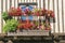 Beautiful balcony decorated with red geraniums