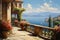 Beautiful Balcony Flowers with a View of the Lake