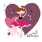 Beautiful ballerina in classical tutu. Hand drawn illustration of cute girl in pink dress. Pretty dancer. Cartoon vector