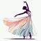 Beautiful ballerina in an elegant dress dancing. Vector illustration,  ballet dance performer, generative ai