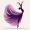 Beautiful ballerina in an elegant purple dress dancing. Vector illustration, tiptoe pose, ballet performer, generative ai