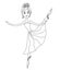 Beautiful ballerina, graphic doodle illustration