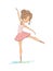 Beautiful ballerina, graphic doodle illustration