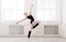 Beautiful ballerina stands in ballet pirouette