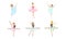 Beautiful Ballerinas Posing and Dancing Set, Classical Ballet Art Female Danser Characters Vector Illustration