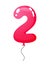 Beautiful balloon with number two filled with air or helium