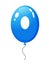 Beautiful balloon with number zero filled with air or helium