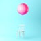 Beautiful balloon pink with chair concept on pastel blue background. minimal idea concept. An idea creative to produce work