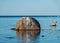 Beautiful Baltic Sea coast with boulders, Saaremaa Island, Estonia