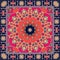 Beautiful bandana or square rug with stylized red flower