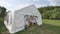 Beautiful banquet hall under a tent for a wedding reception