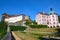 Beautiful baroque chateau and gothic castle with gardens in the ancient town of Becov nad Teplou near the spa town of Karlovy Vary