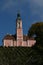 Beautiful baroque church of the monastery Birnau at lake Constance with vineyard, Germany - portrait format