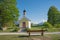 Beautiful bavarian chapel at Buckelwiesen landscape, bavaria in may