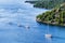 Beautiful bay with sailing boats, Croatia. Yachting sail boats near the croatian islands.