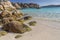 Beautiful Beach on Bay of Cala Coticcio in Caprera island, Sardinia, Italy