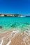 Beautiful beach bay with sailing yachts on Majorca island, Spain