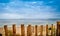 Beautiful beach in brittany with wooden stakes