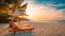 Beautiful beach. Chairs on the sandy beach near the sea. Summer holiday and vacation concept. Inspirational tropical scene.