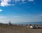 Beautiful beach with clear blue healing waters of the Black Sea in Sochi