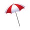 Beautiful beach red-white umbrella for protection from the scorching sun.