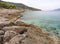 Beautiful beach Saint Nicholas in Porto Germeno in Corinthian Gulf and the Ionian sea in Greece