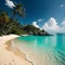 Beautiful beach at Seychelles, Praslin island. generative ai