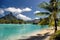 Beautiful beach on the South Pacific island of Bora Bora