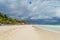 Beautiful beach. Storm sky over the sea