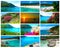 Beautiful beach on a tropical island Koh Racha Yai. Collage