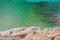 Beautiful beach with turquoise water and rocky cliffs in Calanques National Park, Cassis