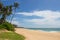 Beautiful beach. View of nice tropical beach with palms around.