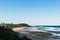 Beautiful beach view in sunny day with cloudless blue sky in Ballina, Australia