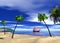 Beautiful beach whit blue water and blue sky 3d rendering