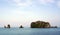 Beautiful beach with white sand, coast of Langkawi.