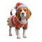 A beautiful Beagle with Christmas clothes on white background with png file with transparent background attached